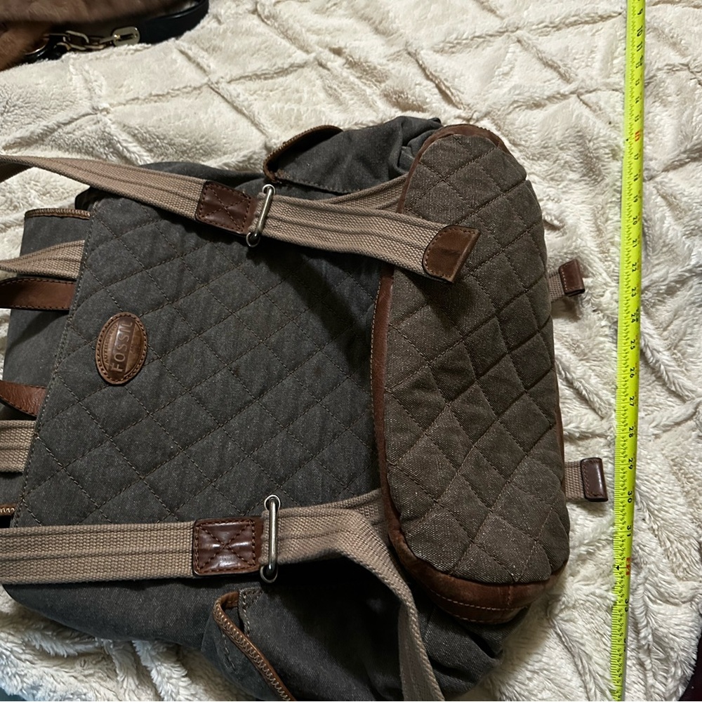 Fossil Charcoal Canvas Backpack with Brown Accents - Picture 6 of 7